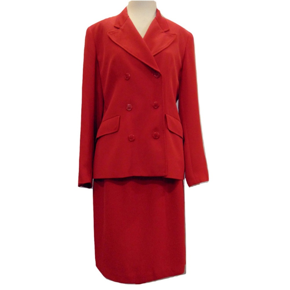 Vintage Halston Lifestyle Red Skirt Suit Sz 12